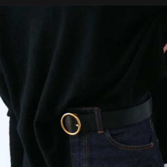 Zara | Accessories | Zara Leather Black Belt With Gold  display picture 3